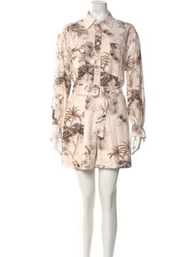Pre-owned Sandro Printed Romper In Neutral