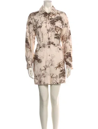 Pre-owned Sandro Printed Romper In Neutral