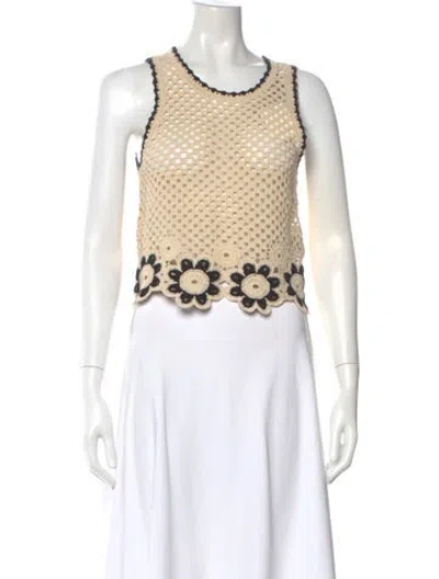 Pre-owned Sandro Printed Scoop Neck Sweater W/ Tags In Neutral