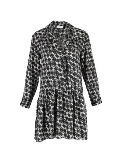 Pre-owned Sandro Printed Shirt Dress In Black