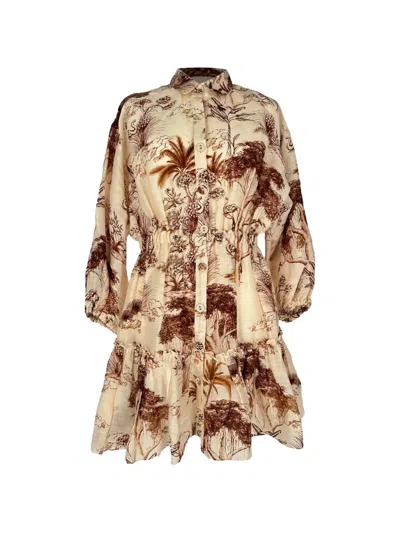 Pre-owned Sandro Printed Shirt Dress In Neutrals