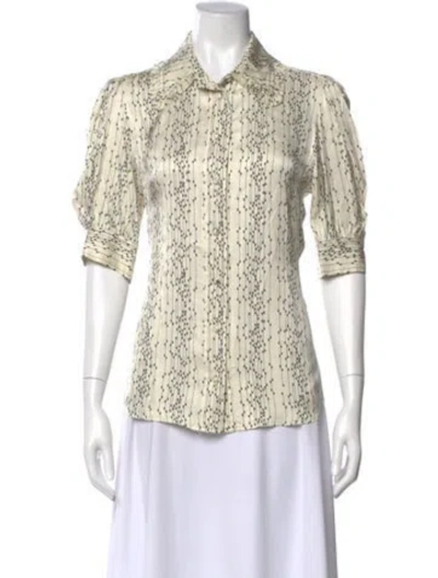 Pre-owned Sandro Printed Short Sleeve Blouse In Neutral
