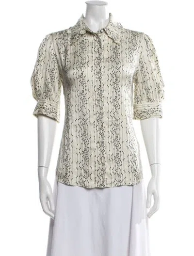 Pre-owned Sandro Printed Short Sleeve Blouse In Neutral