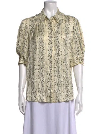 Pre-owned Sandro Printed Short Sleeve Blouse In Neutrals