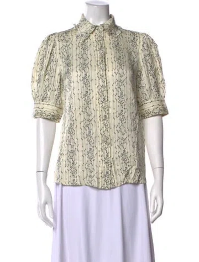 Pre-owned Sandro Printed Short Sleeve Blouse In Neutrals