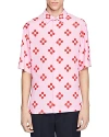 Sandro Printed Short Sleeve Button Shirt In Pink