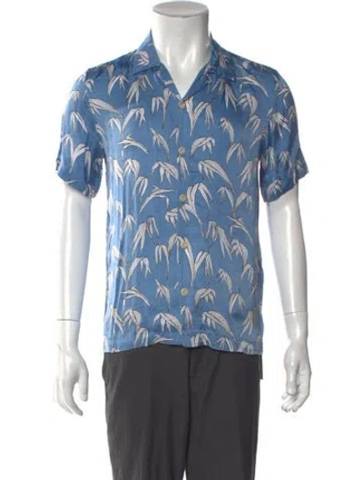 Pre-owned Sandro Printed Short Sleeve Shirt In Blue