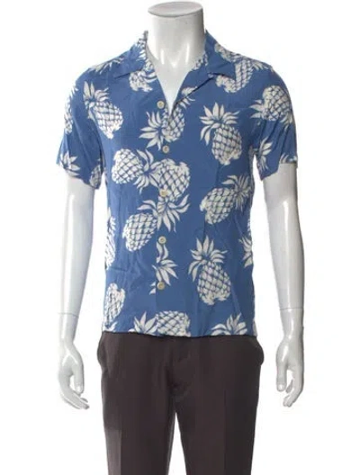 Pre-owned Sandro Printed Short Sleeve Shirt In Blue