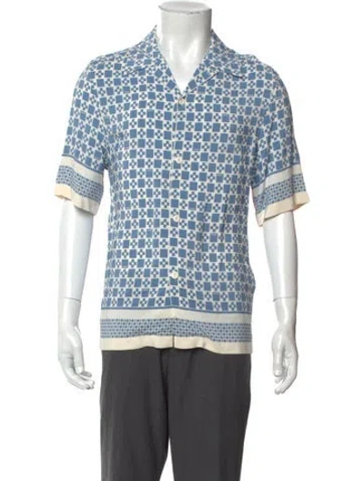 Pre-owned Sandro Printed Short Sleeve Shirt In Blue