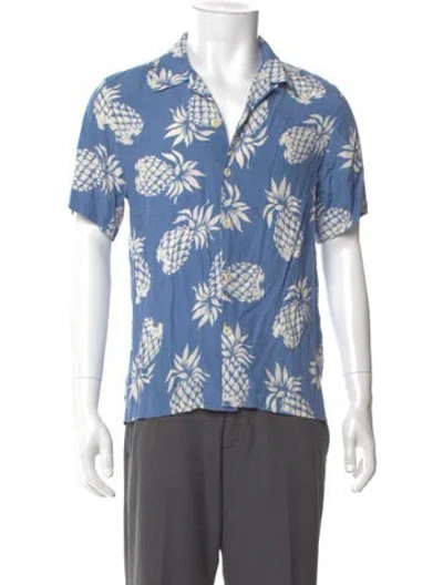 Pre-owned Sandro Printed Short Sleeve Shirt In Blue