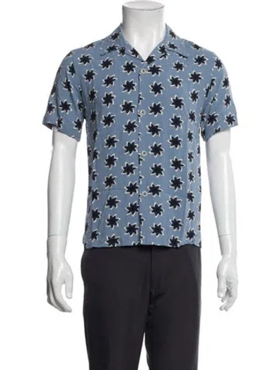 Pre-owned Sandro Printed Short Sleeve Shirt In Blue