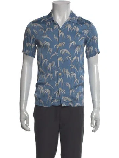 Pre-owned Sandro Printed Short Sleeve Shirt In Blue