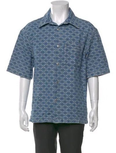 Pre-owned Sandro Printed Short Sleeve Shirt In Blue