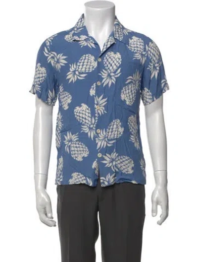 Pre-owned Sandro Printed Short Sleeve Shirt In Blue
