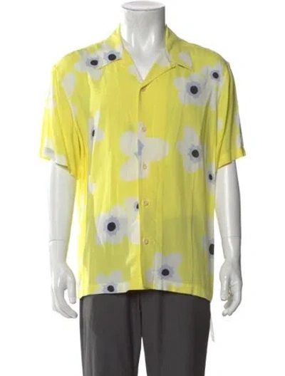 Pre-owned Sandro Printed Short Sleeve Shirt In Yellow