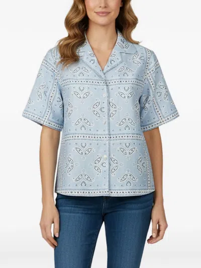 Pre-owned Sandro Printed Short-sleeve Shirt In Blue