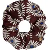 Sandro Printed Silk Scrunchie In Brown