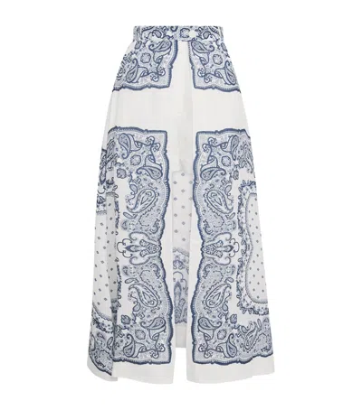 Sandro Printed Skirt-overlay Shorts In Blue