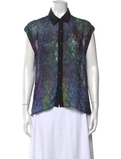 Pre-owned Sandro Printed Sleeveless Blouse In Black