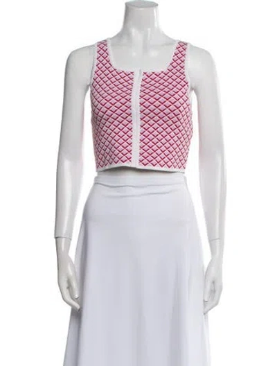 Pre-owned Sandro Printed Square Neckline Crop Top In Red