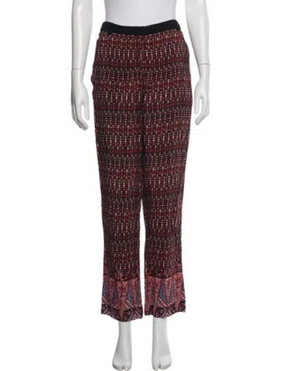Pre-owned Sandro Printed Straight Leg Pants In Black/red