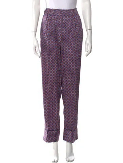 Pre-owned Sandro Printed Straight Leg Pants In Blue