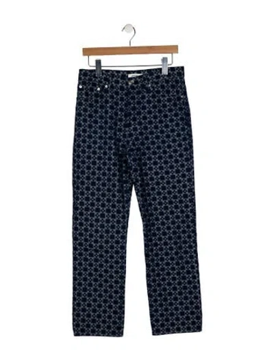 Pre-owned Sandro Printed Straight Leg Pants In Blue