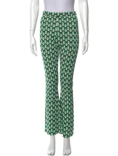 Pre-owned Sandro Printed Straight Leg Pants In Green