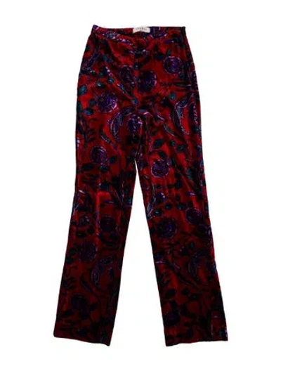 Pre-owned Sandro Printed Straight Leg Pants In Red