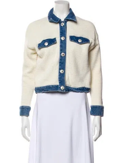 Pre-owned Sandro Printed Sweater In White