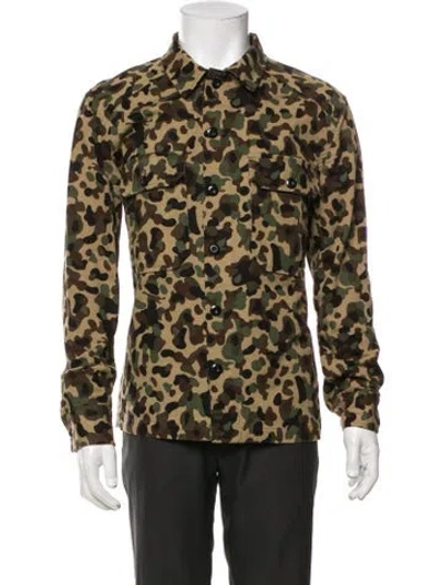 Pre-owned Sandro Printed Trucker Jacket In Green