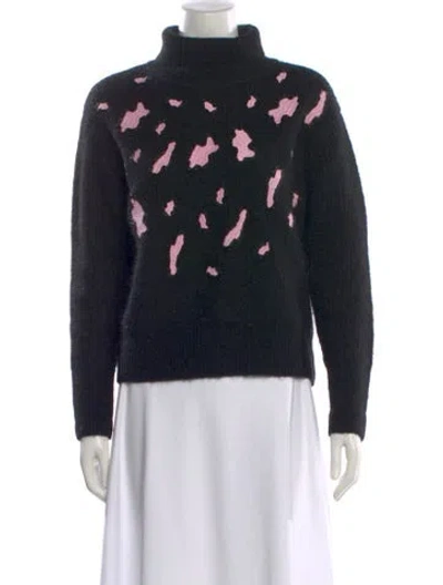Pre-owned Sandro Printed Turtleneck Sweater In Black