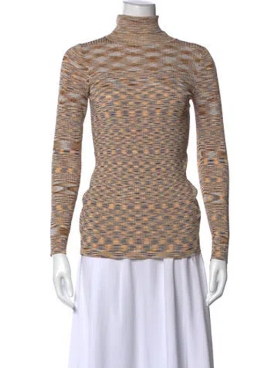 Pre-owned Sandro Printed Turtleneck Top In Yellow