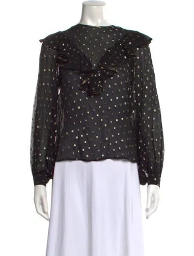 Pre-owned Sandro Printed V-neck Blouse In Black