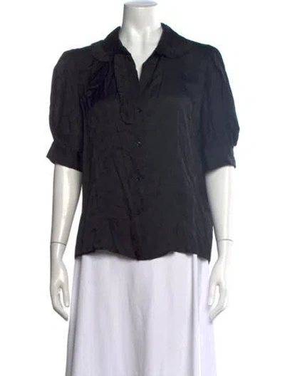 Pre-owned Sandro Printed V-neck Blouse In Black