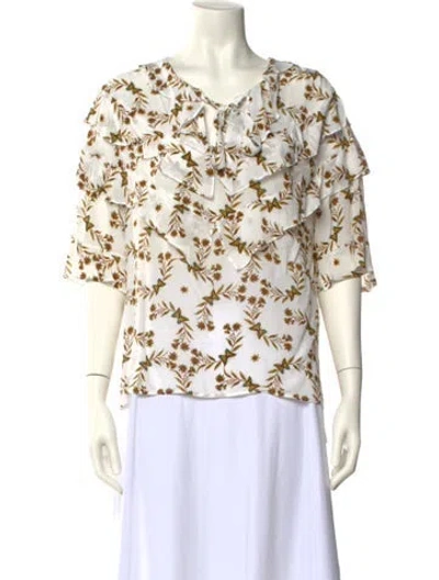 Pre-owned Sandro Printed V-neck Blouse In Multi