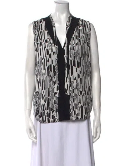 Pre-owned Sandro Printed V-neck Blouse In Multi