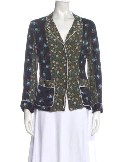 Pre-owned Sandro Printed V-neck Button-up Top In Multi