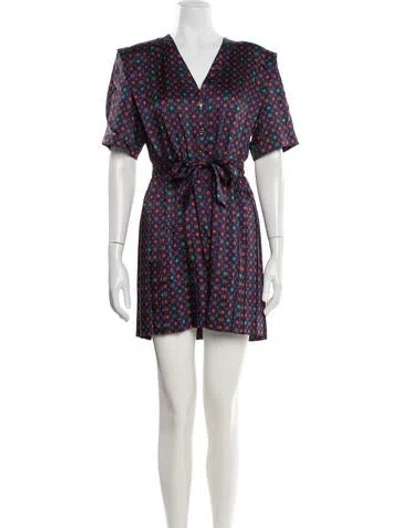 Pre-owned Sandro Printed V-neck Jumpsuit W/ Tags In Purple