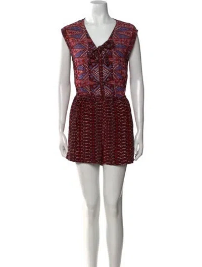 Pre-owned Sandro Printed V-neck Romper In Multi