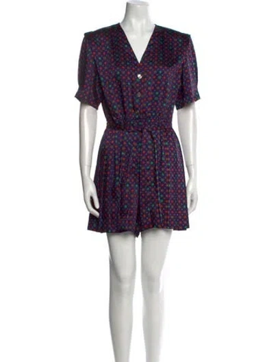 Pre-owned Sandro Printed V-neck Romper In Purple