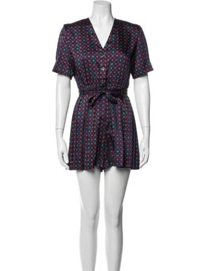Pre-owned Sandro Printed V-neck Romper In Purple