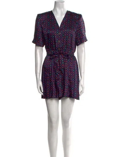 Pre-owned Sandro Printed V-neck Romper W/ Tags In Purple