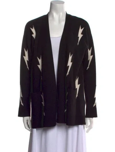 Pre-owned Sandro Printed V-neck Sweater In Black