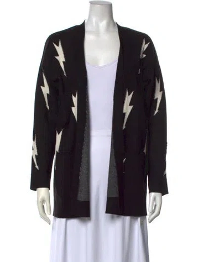 Pre-owned Sandro Printed V-neck Sweater In Black