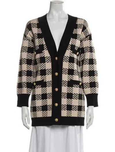 Pre-owned Sandro Printed V-neck Sweater In Black