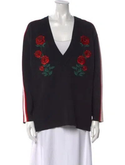 Pre-owned Sandro Printed V-neck Sweater In Multi