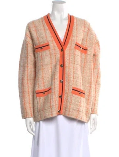 Pre-owned Sandro Printed V-neck Sweater In Neutral