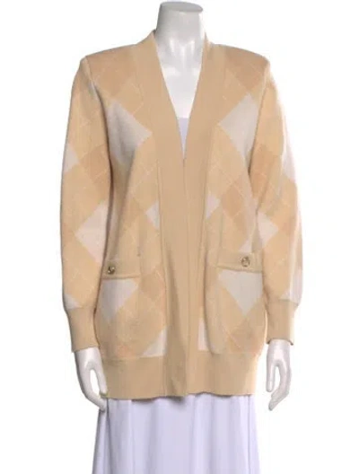 Pre-owned Sandro Printed V-neck Sweater In Neutral