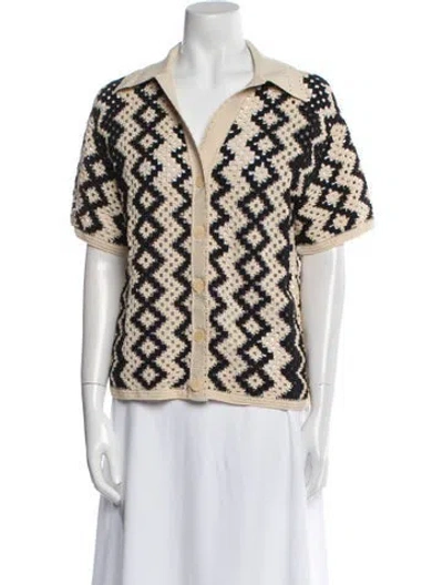 Pre-owned Sandro Printed V-neck Sweater In Neutral